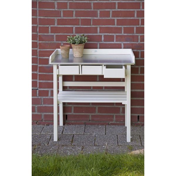 Table de jardinage en pin et zinc - ESS-0521