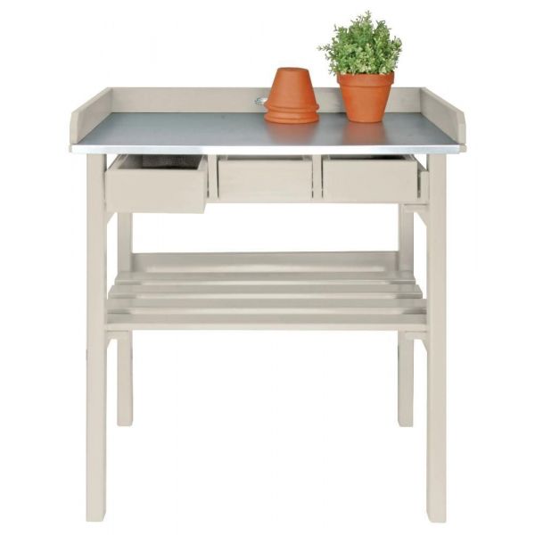 Table de jardinage en pin et zinc - ESS-0521