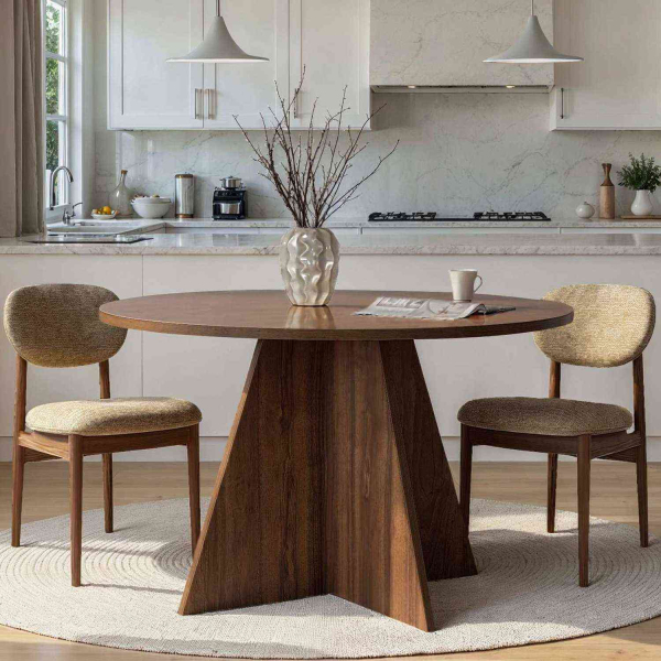 Table à manger ronde en aggloméré Virella - HANAH HOME