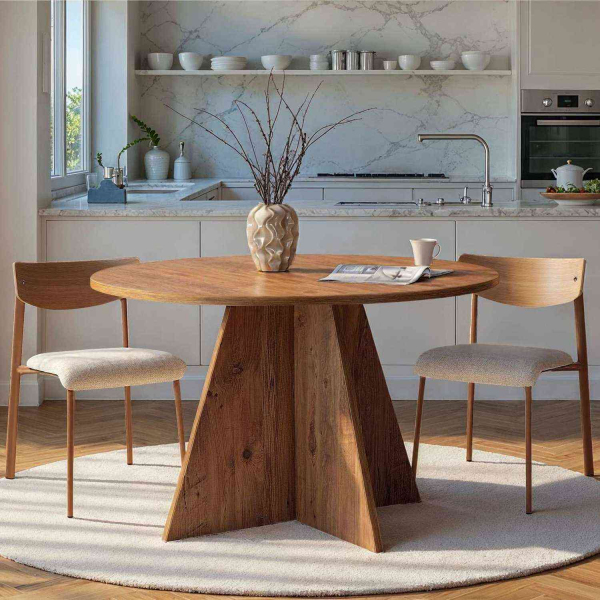 Table à manger ronde en aggloméré Virella - HANAH HOME