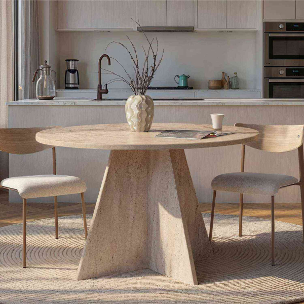 Table à manger ronde en aggloméré Virella - HANAH HOME