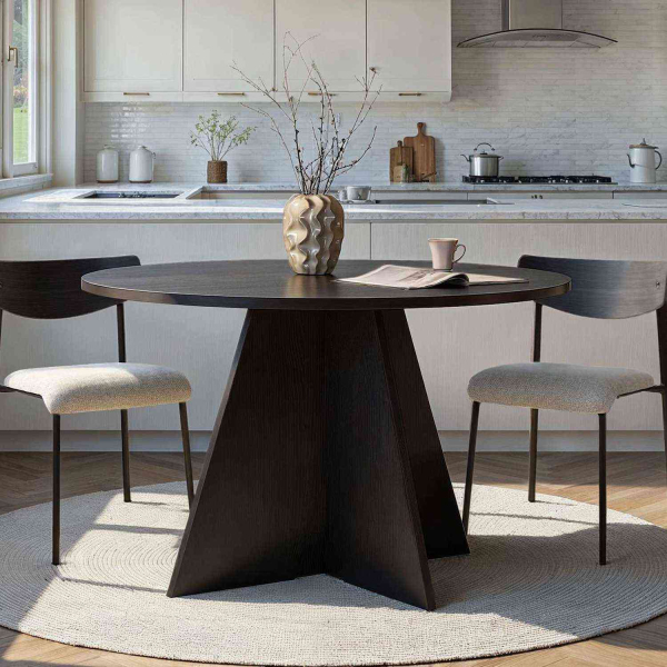 Table à manger ronde en aggloméré Virella - HANAH HOME