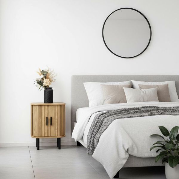 Table de nuit en bois et métal à lamelles Kyoto - AUBRY GASPARD