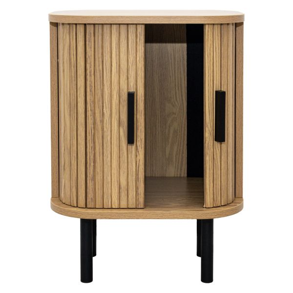 Table de nuit en bois et métal à lamelles KYOTO (Lot de 2) - 7
