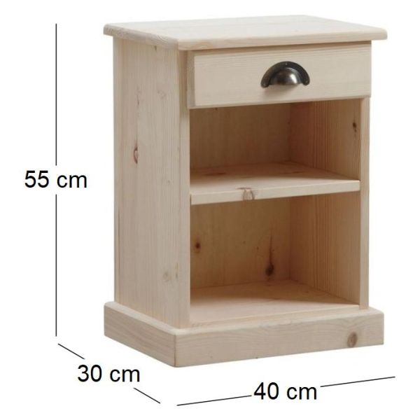 Table de nuit en épicéa brut - AUB-0109