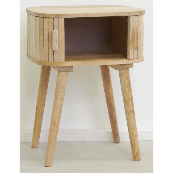 Table de nuit en bois de manguier lamé - AUB-5235