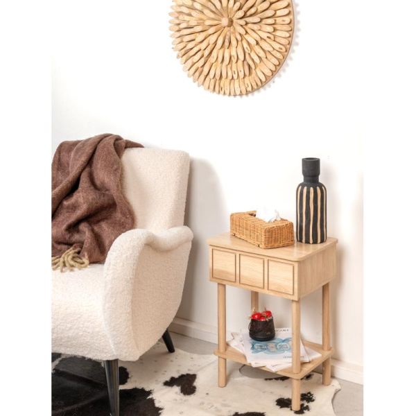 Table de nuit moderne en médium naturel avec tiroir - AUBRY GASPARD