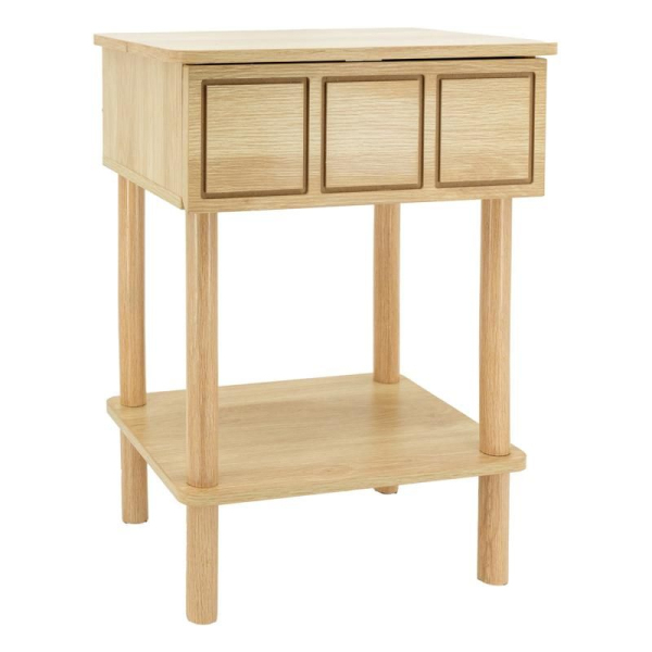 Table de nuit moderne en médium naturel avec tiroir