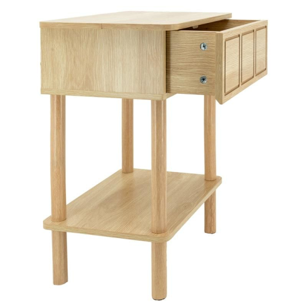 Table de nuit moderne en médium naturel avec tiroir - AUB-7344