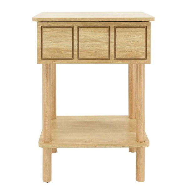 Table de nuit moderne en médium naturel avec tiroir - 5