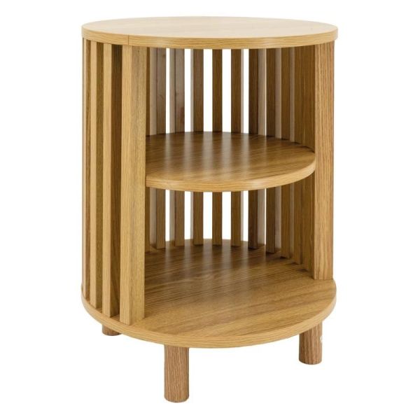 Table de nuit en rond lamelle
