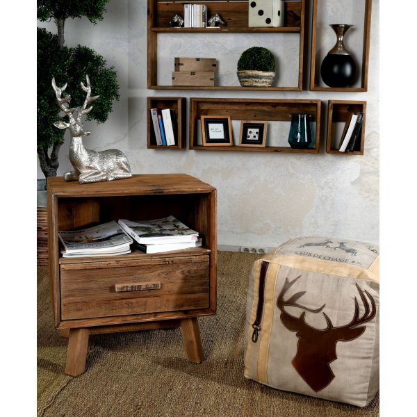 Table de nuit en pin recyclé REWOOD - AUBRY GASPARD