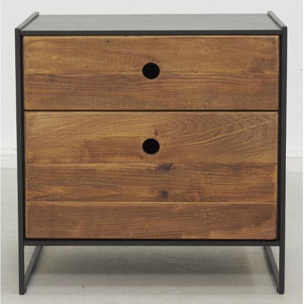 Table de nuit en pin recyclé REWOOD - 399