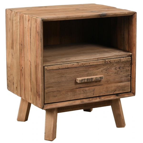 Table de nuit en pin recyclé REWOOD