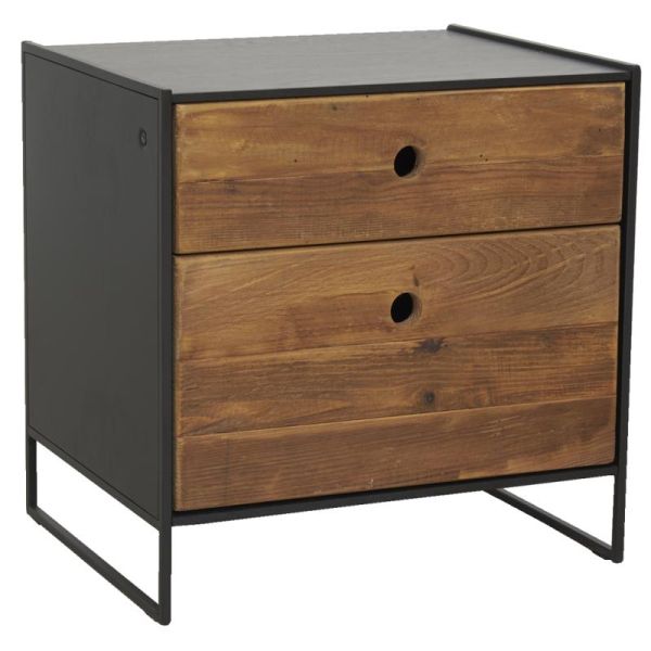 Table de nuit en pin recyclé REWOOD