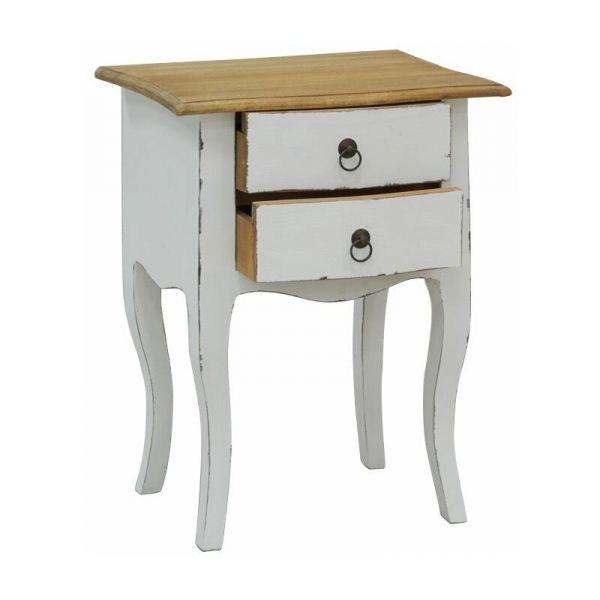 Table de nuit 2 tiroirs en bois blanc - AUBRY GASPARD