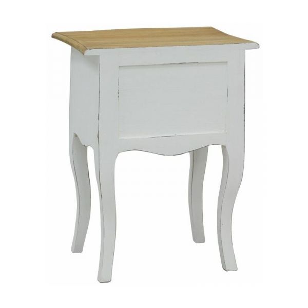 Table de nuit 2 tiroirs en bois blanc - AUB-2053
