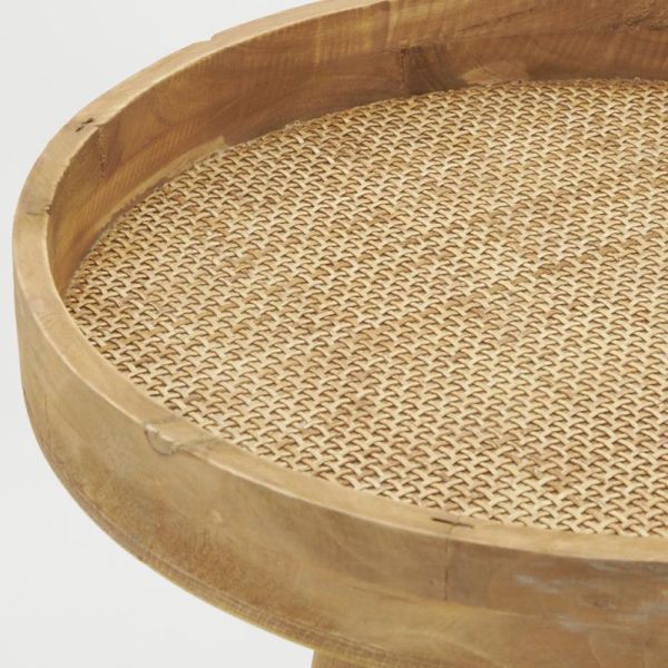 Table en bois naturel et rotin - AUB-6174