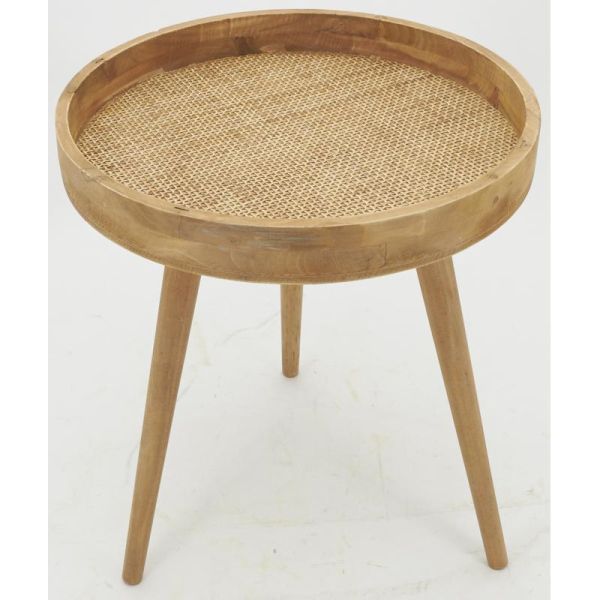Table en bois naturel et rotin - 44,90