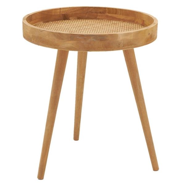 Table en bois naturel et rotin