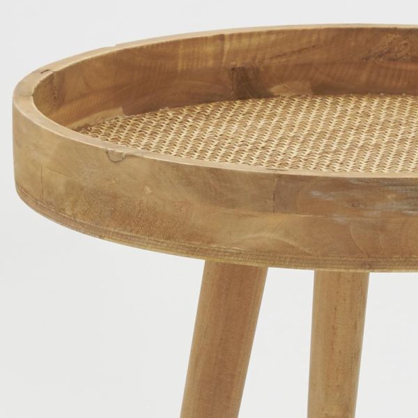 Table en bois naturel et rotin - AUBRY GASPARD