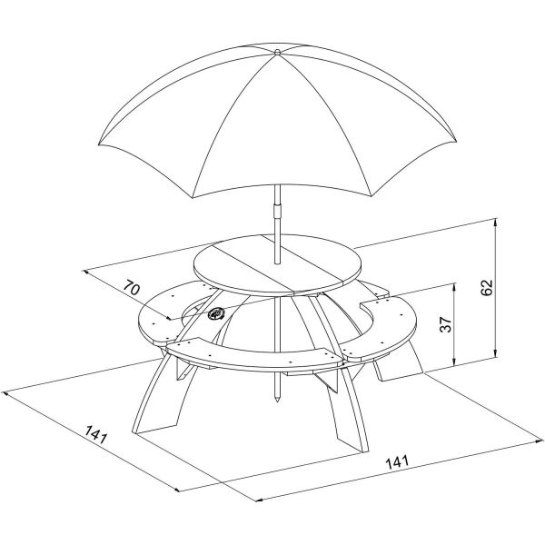 Table de pique-nique enfant avec parasol Orion - 209