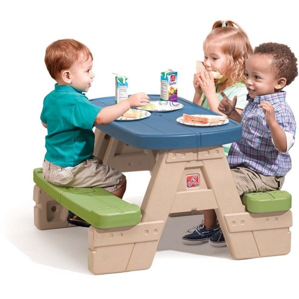 Table de pique-nique en plastique pour enfants avec parasol - STEP 2
