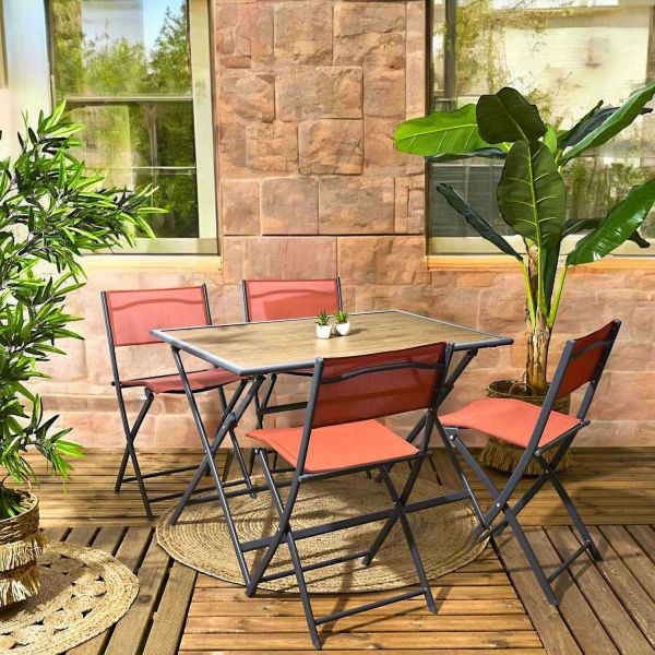 Table pliable en métal anthracite et effet bois Barcelone - 5