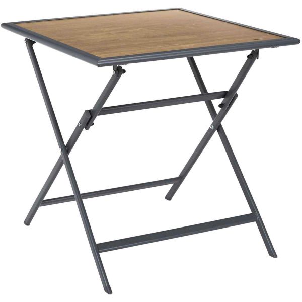 Table pliable en métal anthracite et effet bois Barcelone
