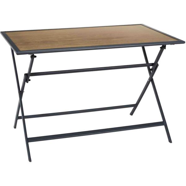 Table pliable en métal anthracite et effet bois Barcelone