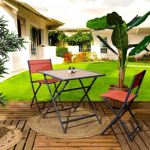 Table pliable en métal anthracite et effet bois Barcelone - 5