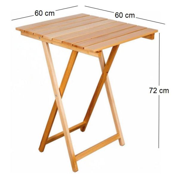 Table pliante 60 x 60 cm en bois - 7