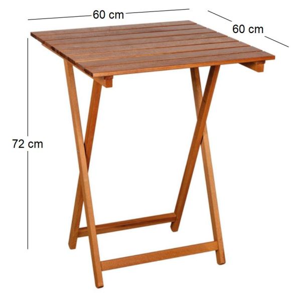 Table pliante 60 x 60 cm en bois - 7