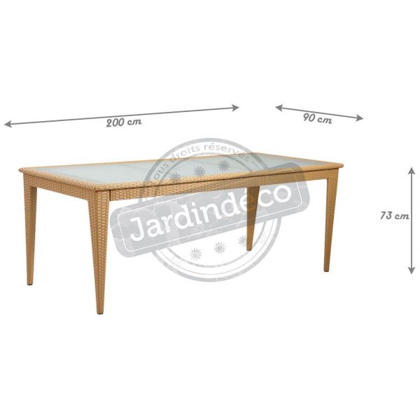 Table de jardin en polyrésine et verre - AUB-2440