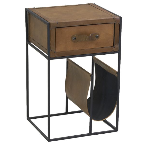 Table porte-revue en cuir