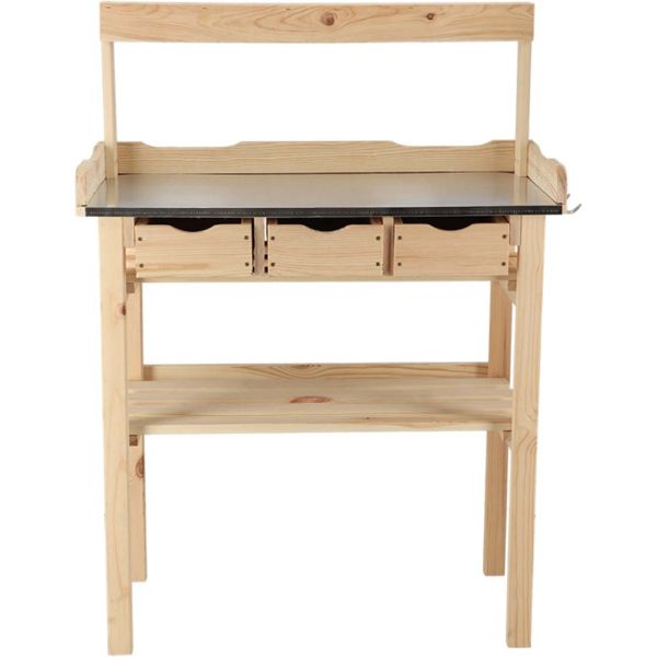 Table à rempoter en pin avec plateau zinc - ESSCHERTS GARDEN