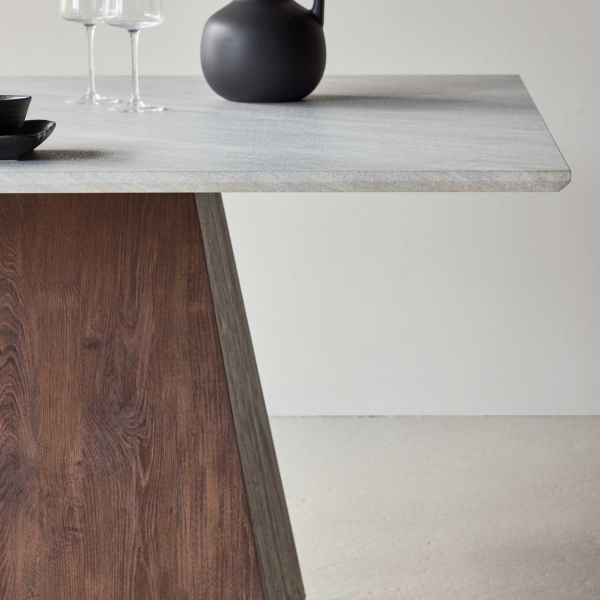 Table repas en MDF plateau effet pierre Cael 120 x 120 x 75 cm - 7