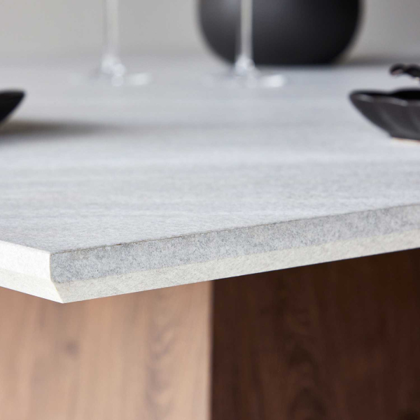 Table repas en MDF plateau effet pierre Cael 120 x 120 x 75 cm - 8