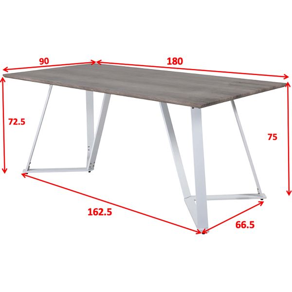 Table de repas acier et MDF Marina 180 x 90 cm - VENTURE HOME