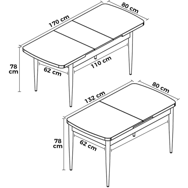 Table de repas en aggloméré avec rallonge Zen - ASI-2066
