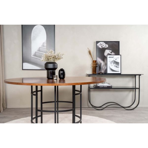 Table de repas effet bois et noir en MDF et acier Copenhagen 140 cm - 499