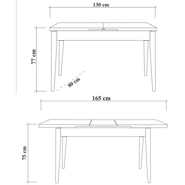 Table repas extensible en aggloméré Vina - ASI-0783