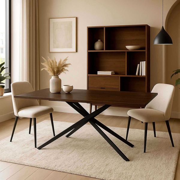 Table repas extensible en bois et métal 6 à 8 personnes Tiffany - THE HOME DECO FACTORY