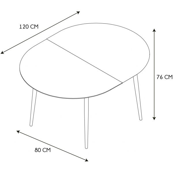 Table repas extensible en métal et bois 4 à 6 personnes - CMP-3563