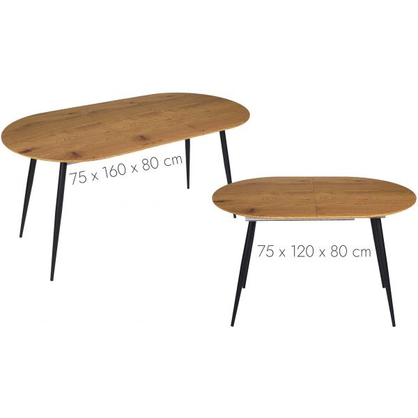 Table repas extensible en métal et bois 4 à 6 personnes - CMP-3563