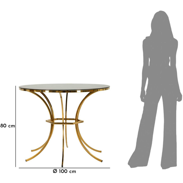 Table de repas en métal et verre Shanty 100 x 80 cm - MAU-0665