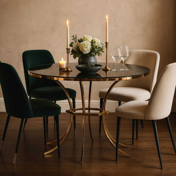Table de repas en métal et verre Shanty 100 x 80 cm - MAURO FERRETTI