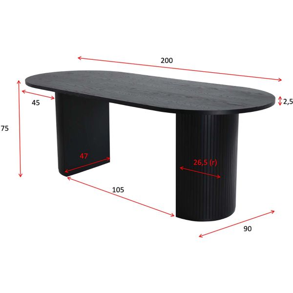 Table de repas ovale Bianca 200 x 90 cm - VEN-0108