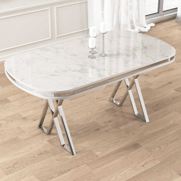Table de repas ovale pieds en croix Zae - HANAH HOME