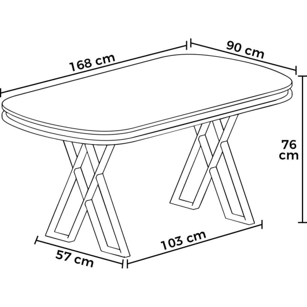 Table de repas ovale pieds en croix Zae - ASI-2078
